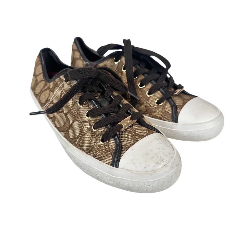 Coach Empire Brown Signature Monogram Sneakers Womens 9.5 Designer Streetwear